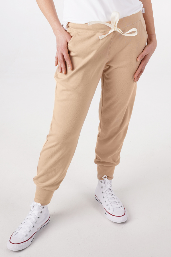 Ladies merino wool champagne coloured trousers