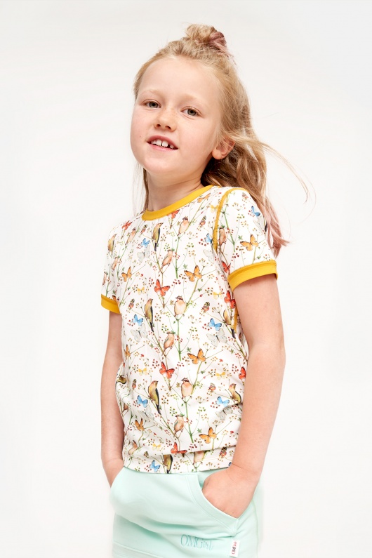 Blouse T-shirt with birds and butterflies Arielle_